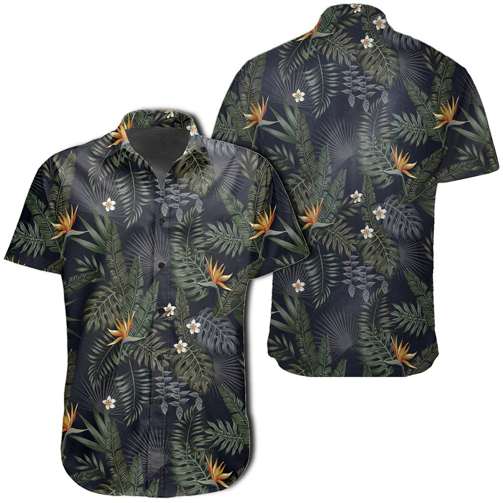Hawaiian Shirt - Tropical Leaves And Flowers In The Night Style Shirt Unisex Black - Polynesian Pride