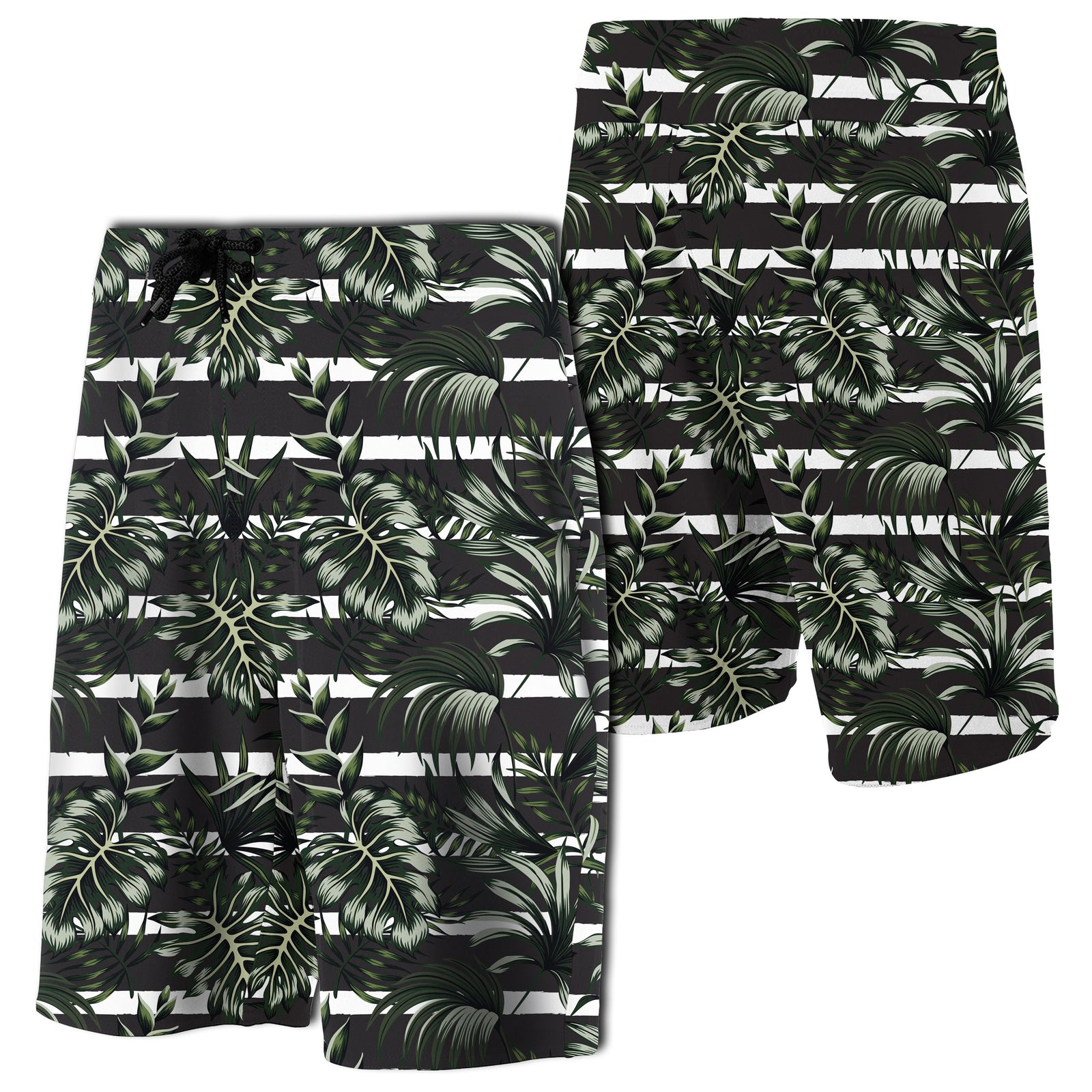 Tropical Line PattternBoard Shorts Men Black - Polynesian Pride