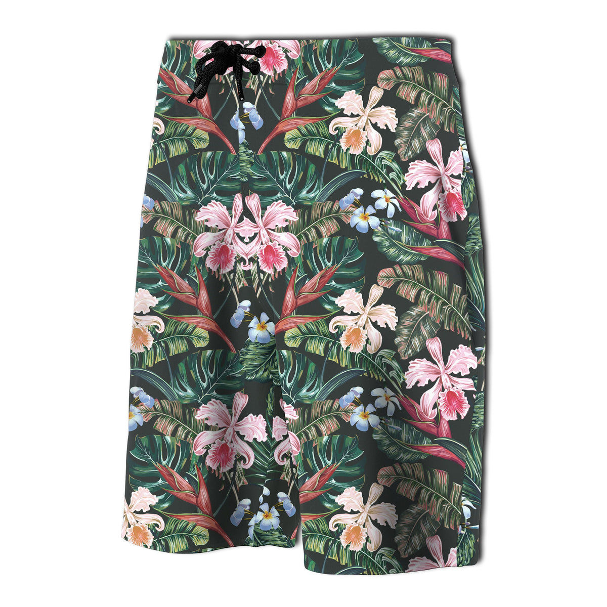 Tropical Monstera Leaf Red Board Shorts - Polynesian Pride