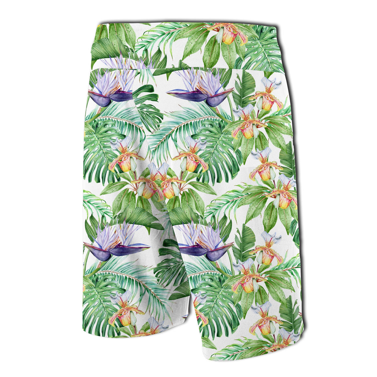 Tropical Orange Orchids Strelitzia Monstera Board Shorts - Polynesian Pride