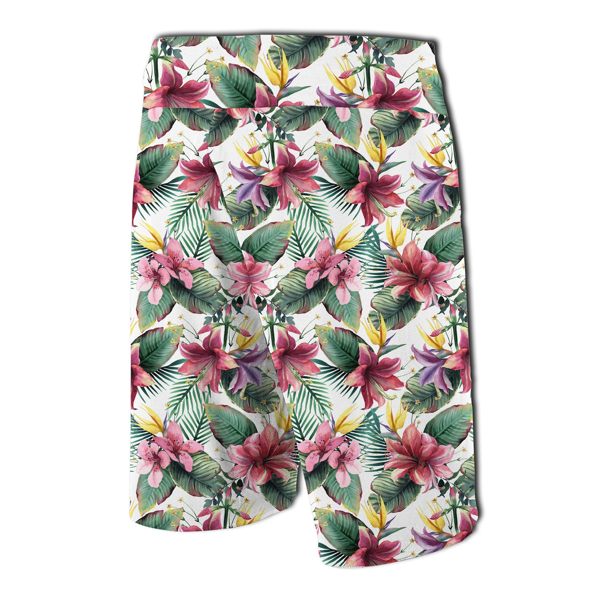 Tropical Palm Leaf White Board Shorts - Polynesian Pride