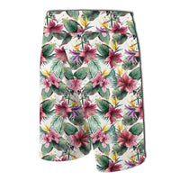 Tropical Palm Leaf White Board Shorts - Polynesian Pride