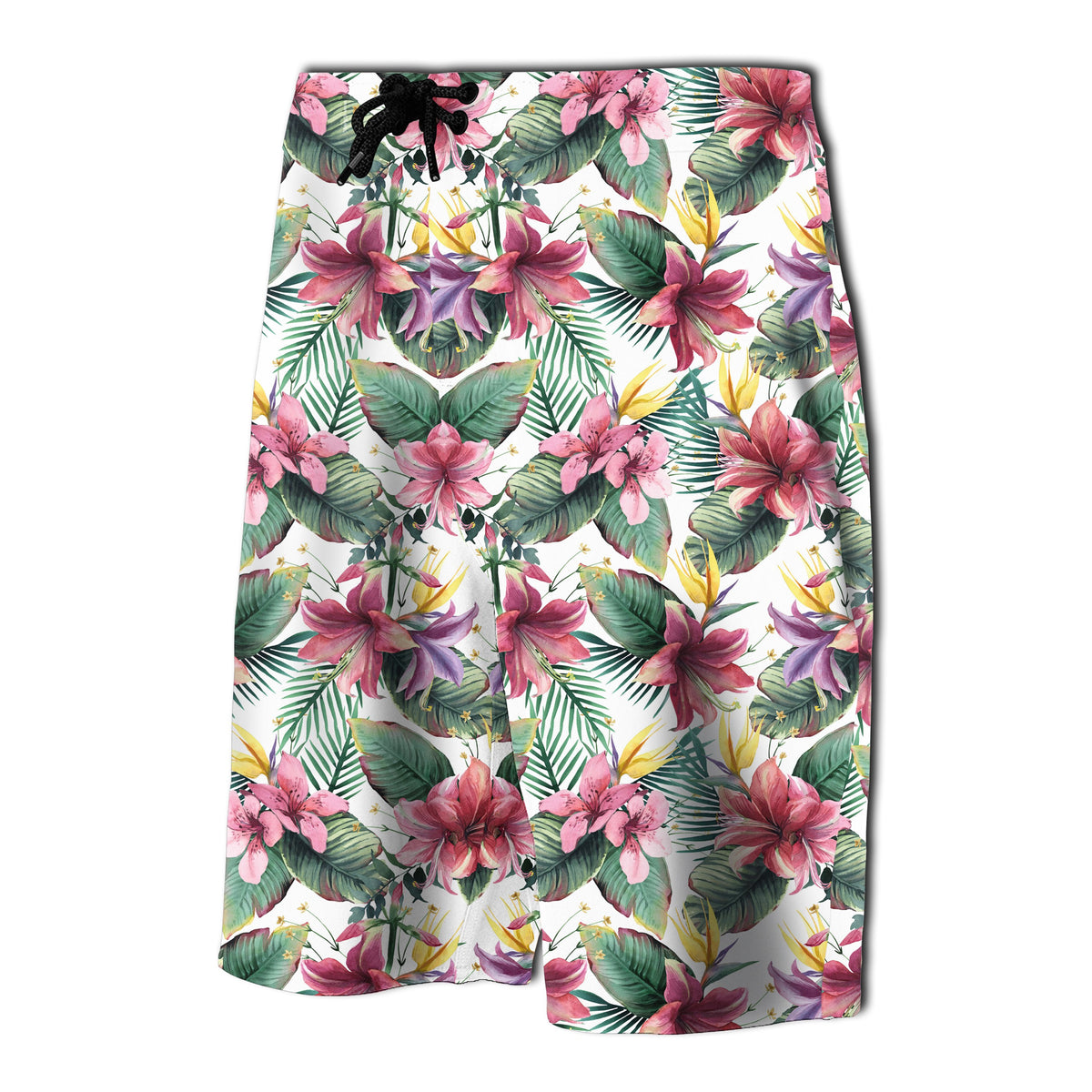 Tropical Palm Leaf White Board Shorts - Polynesian Pride