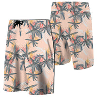 Tropical Pattern Pink Board Shorts Men White - Polynesian Pride