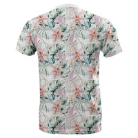Hawaii Tropical Pattern With Orchids, Leaves and Gold Chains T Shirt - Polynesian Pride