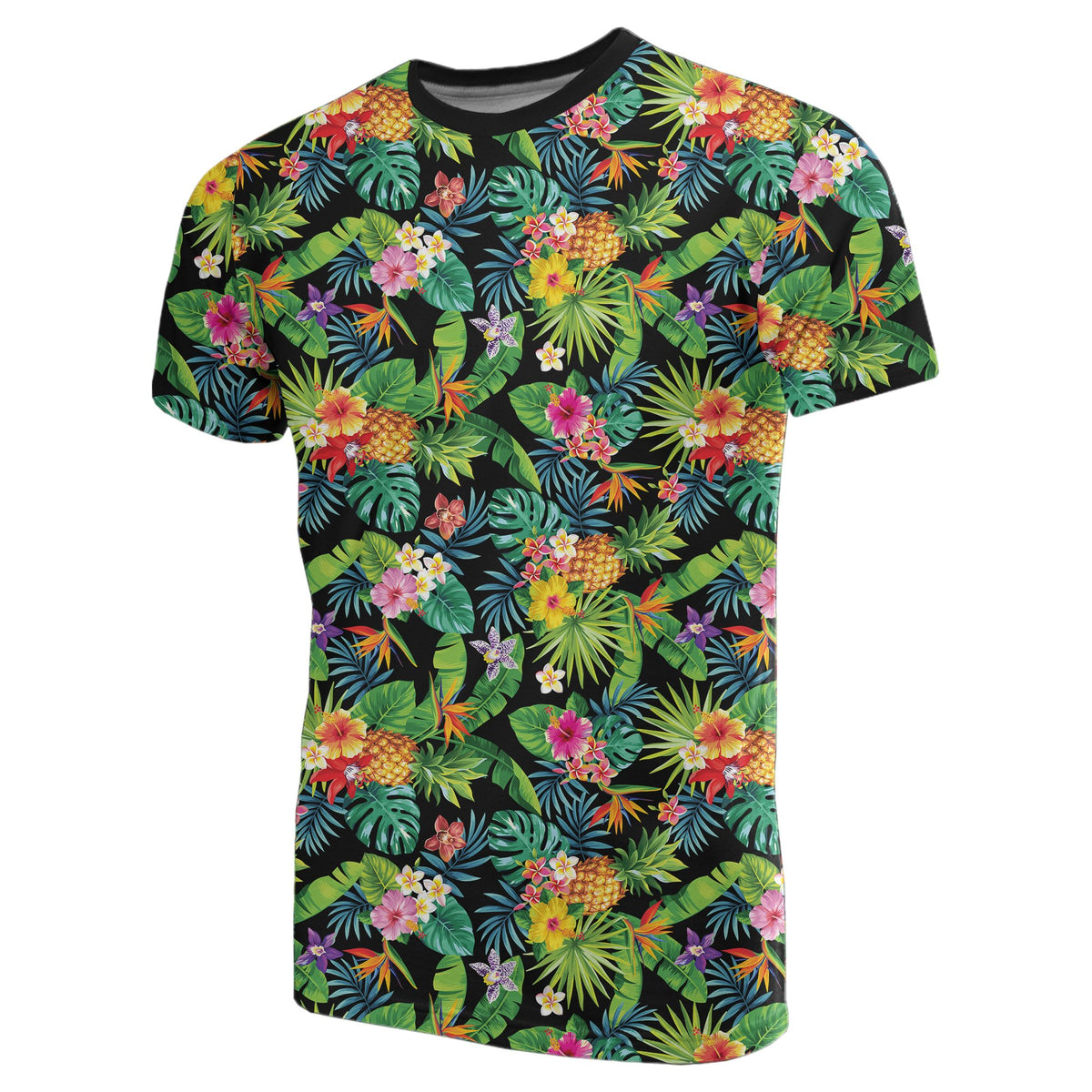Hawaii Tropical Pattern With Pineapples, Palm Leaves and Flowers T Shirt - Polynesian Pride