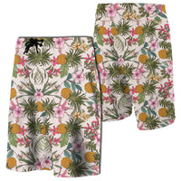 Tropical Pineaapple Board Shorts Men White - Polynesian Pride