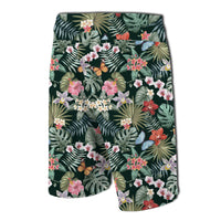 Tropical Plumeria Pattern With Palm Leaves Board Shorts - Polynesian Pride