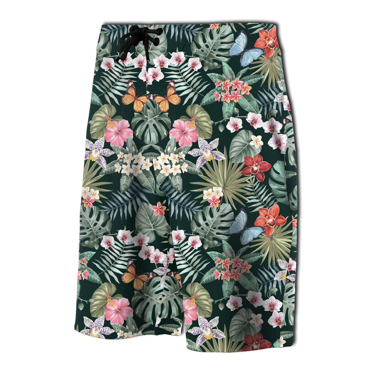 Tropical Plumeria Pattern With Palm Leaves Board Shorts - Polynesian Pride