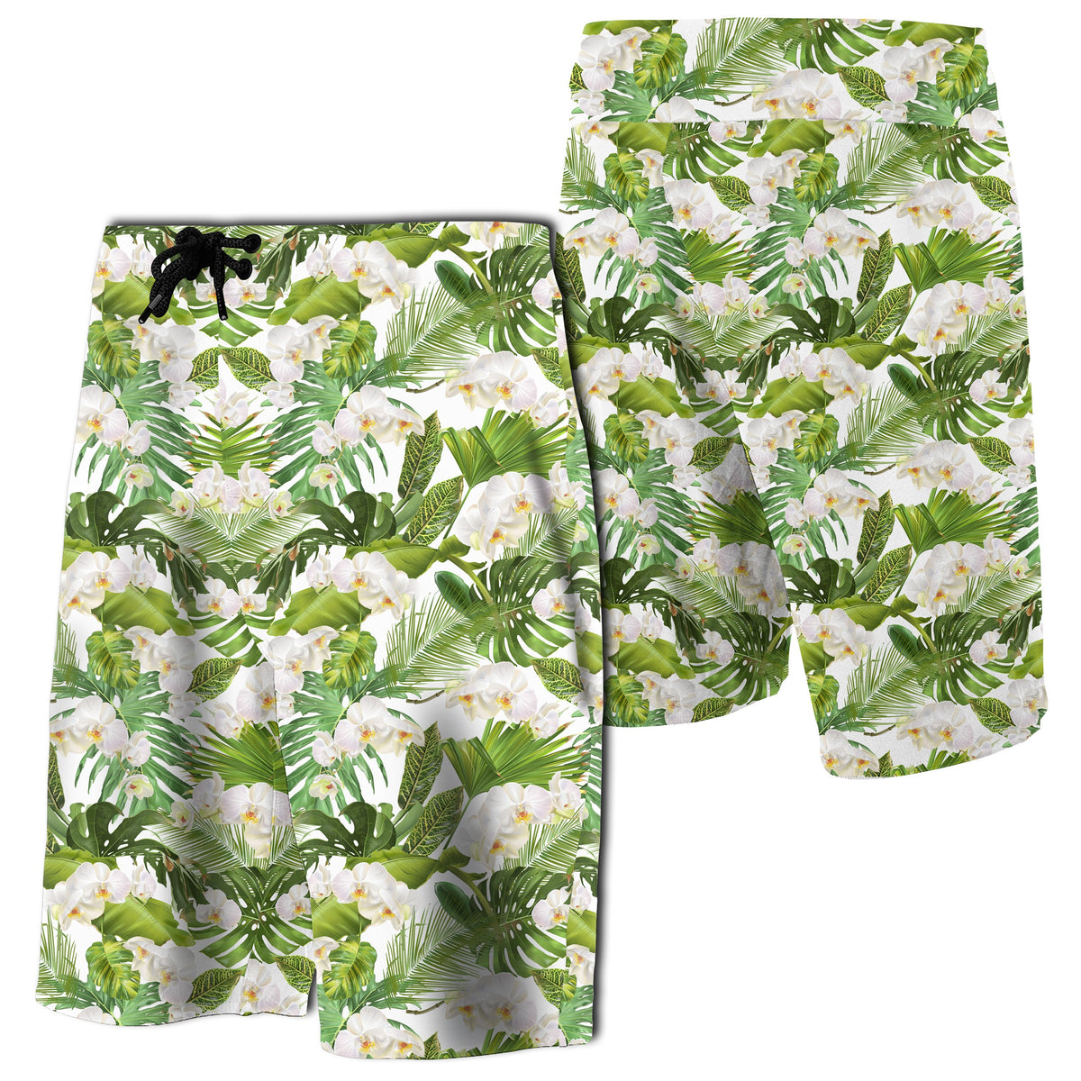 Tropical Plumeria White Board Shorts - Polynesian Pride