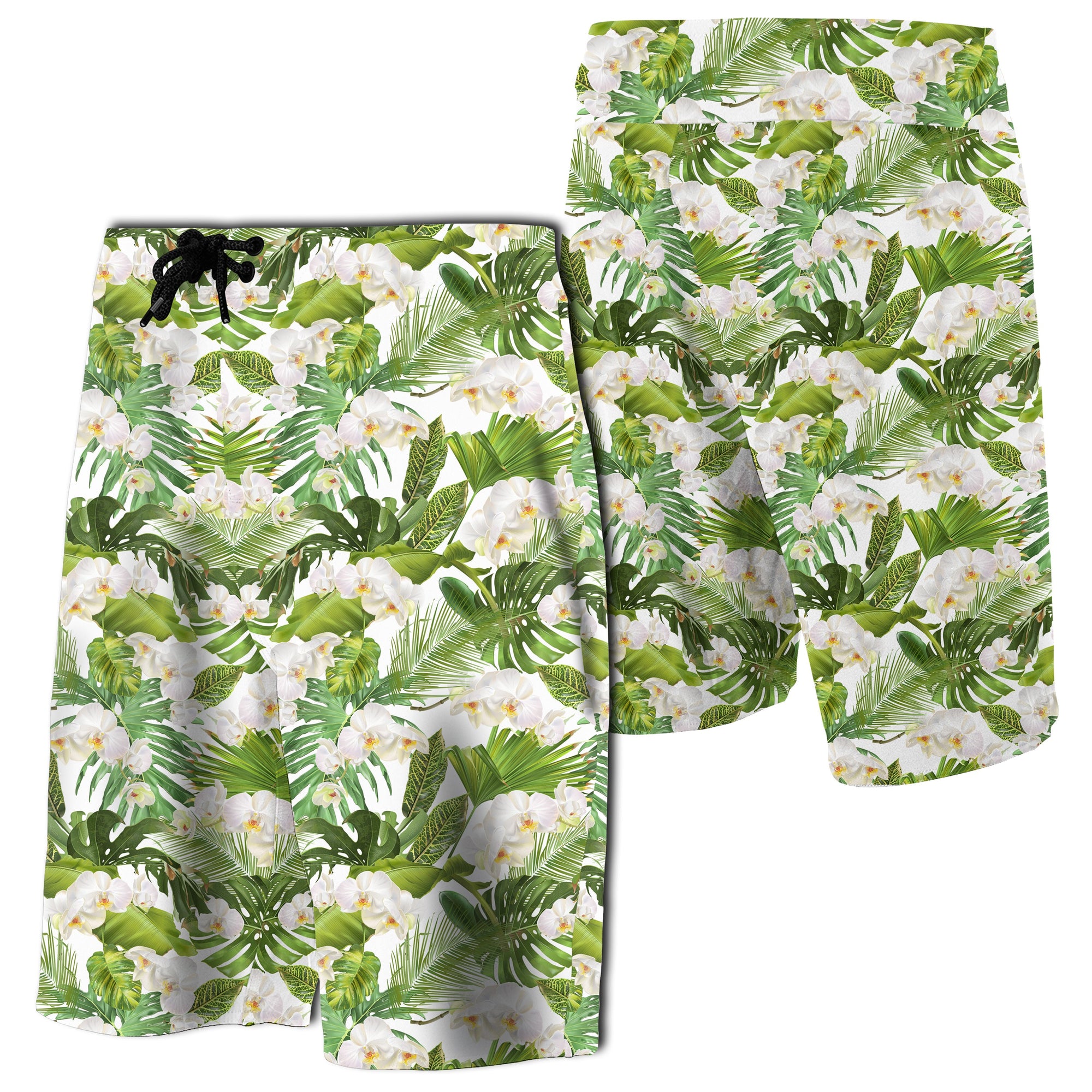 Tropical Plumeria White Board Shorts - Polynesian Pride