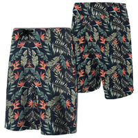 Tropical Strelitzia Black Board Shorts Men Black - Polynesian Pride