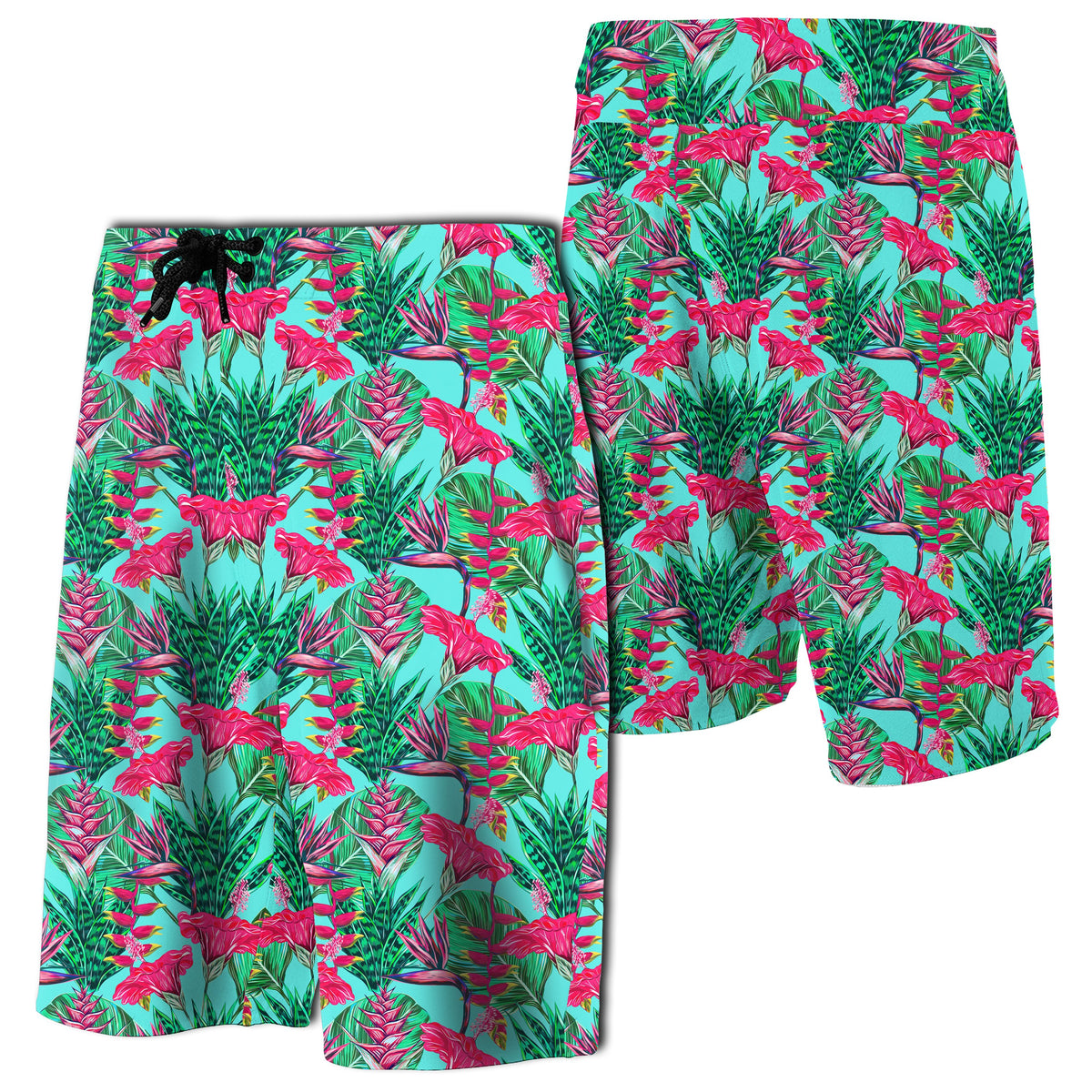 Tropical Strelitzia Blue Board Shorts Men Blue - Polynesian Pride