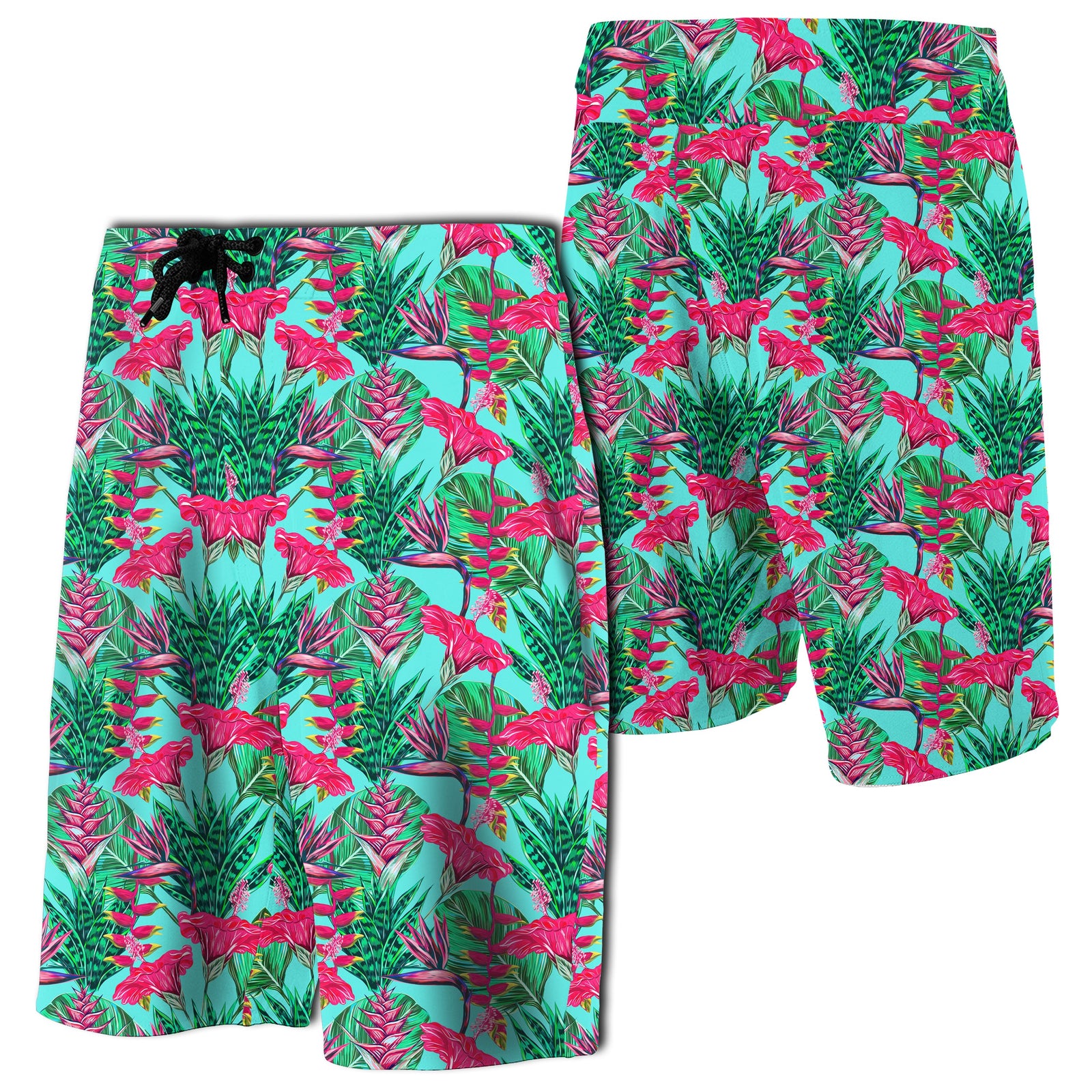 Tropical Strelitzia Blue Board Shorts Men Blue - Polynesian Pride
