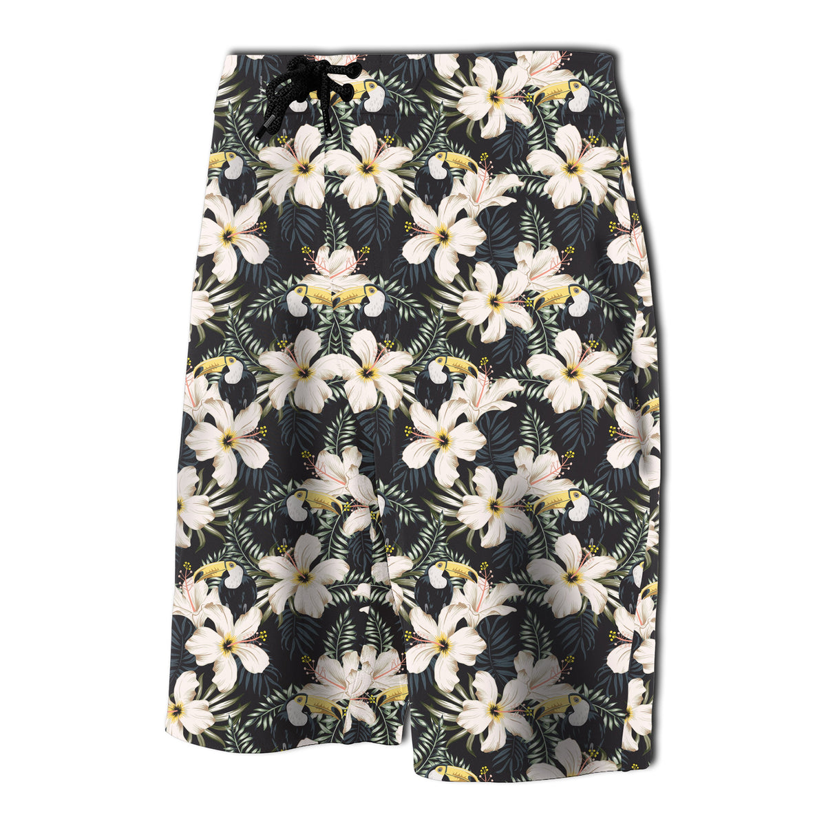 Tropical Toucans Hibiscus Palm Leaves Board Shorts - Polynesian Pride