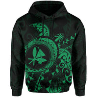 Kanaka Map Hoodie (Green) Turtle Style - Polynesian Pride