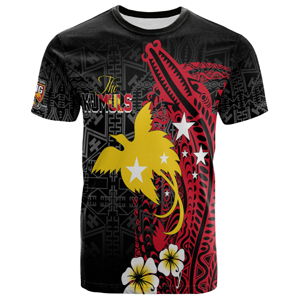 Papua New Guinea Independence T Shirt PNG Kumuls Tribal Crocodile LT7 Black - Polynesian Pride