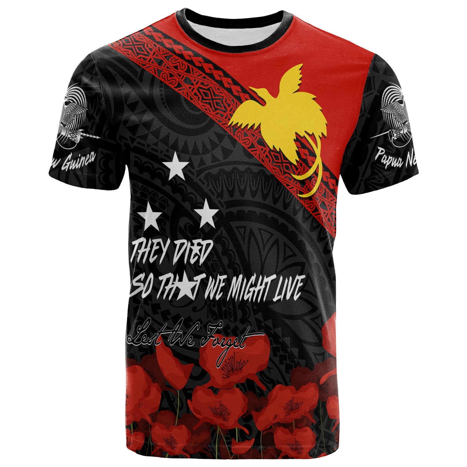 Papua New Guinea T Shirt PNG Remembrance Day LT7 Black - Polynesian Pride
