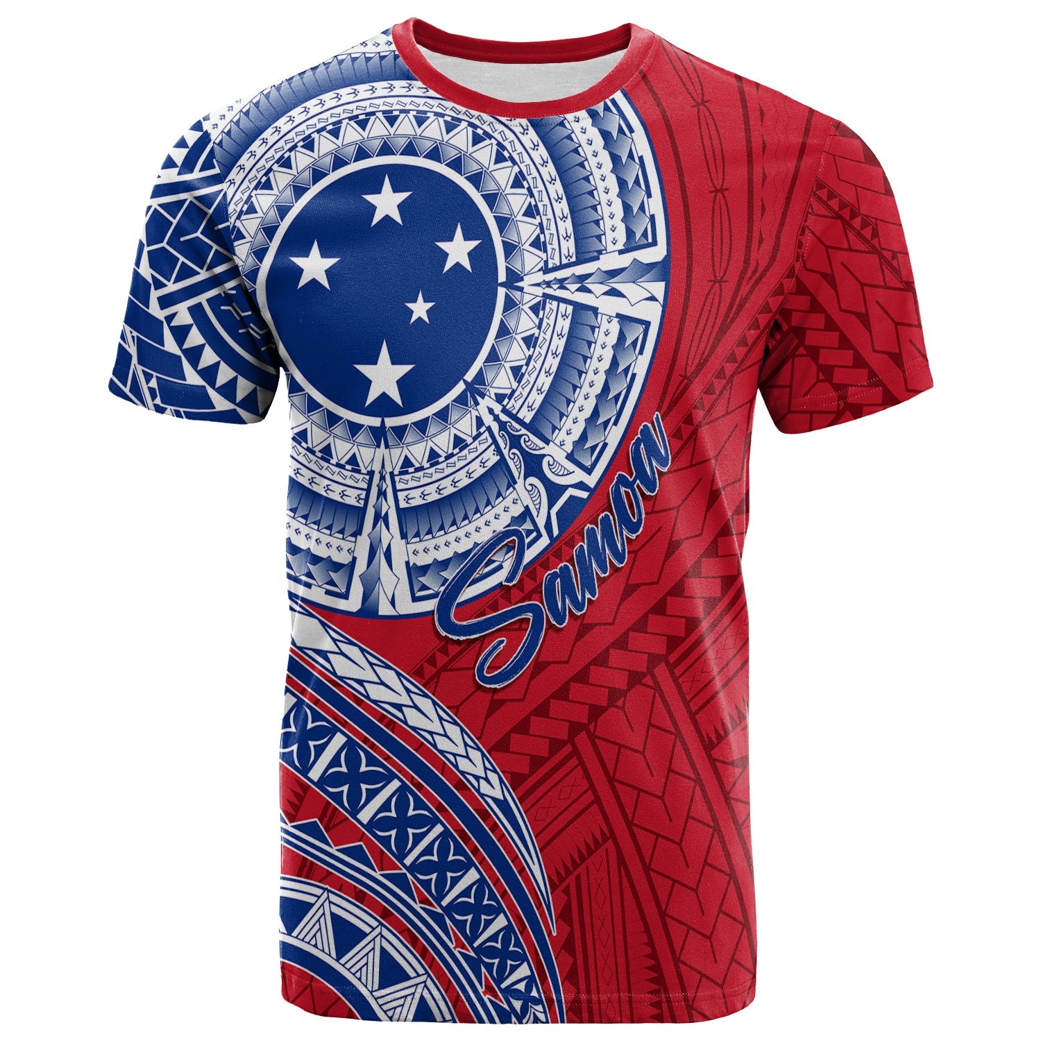 Samoa Custom T Shirt Independence Day Flag Style LT7 Red - Polynesian Pride