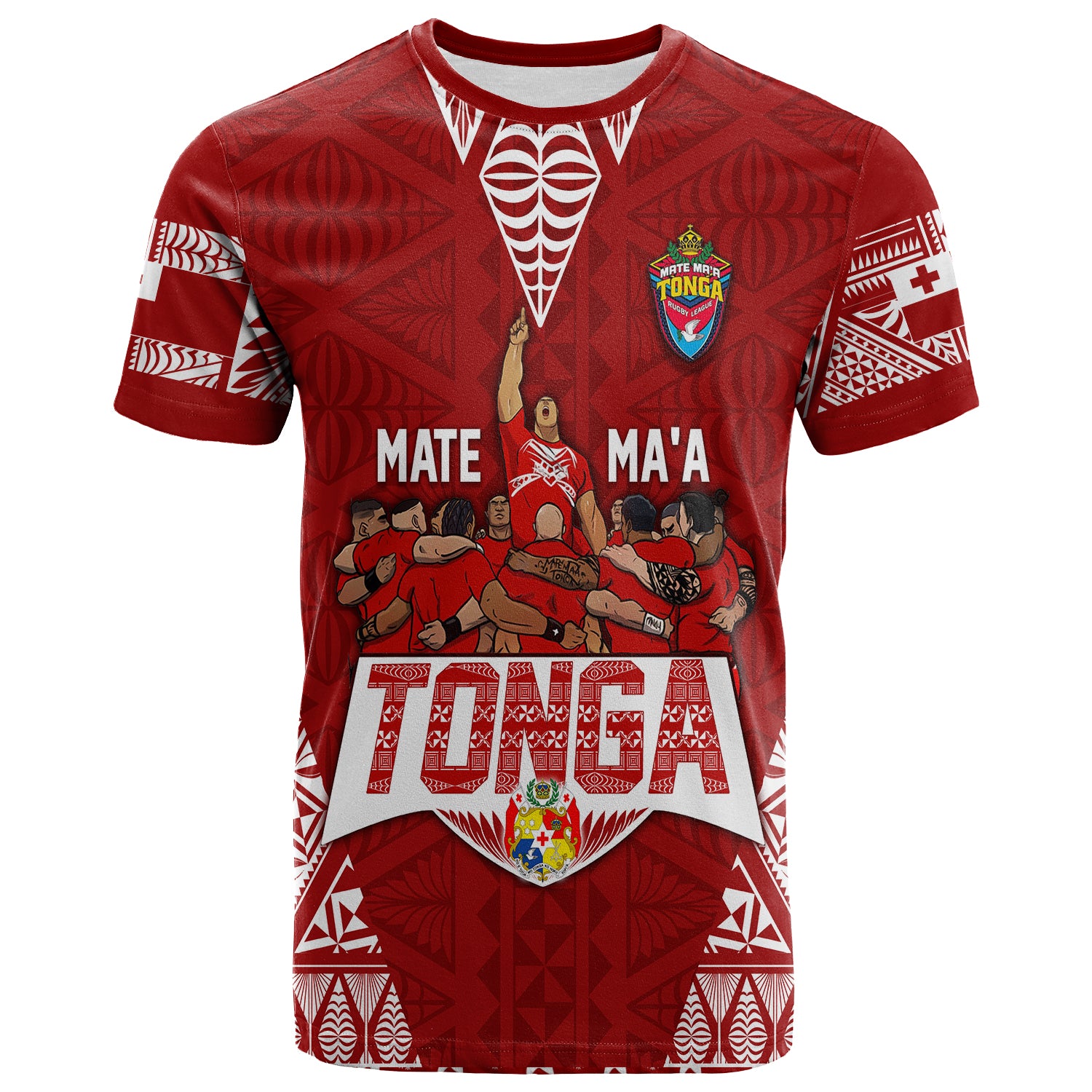 Custom Tonga Rugby T Shirt Mate Maa Tonga Warriors LT7 Red - Polynesian Pride