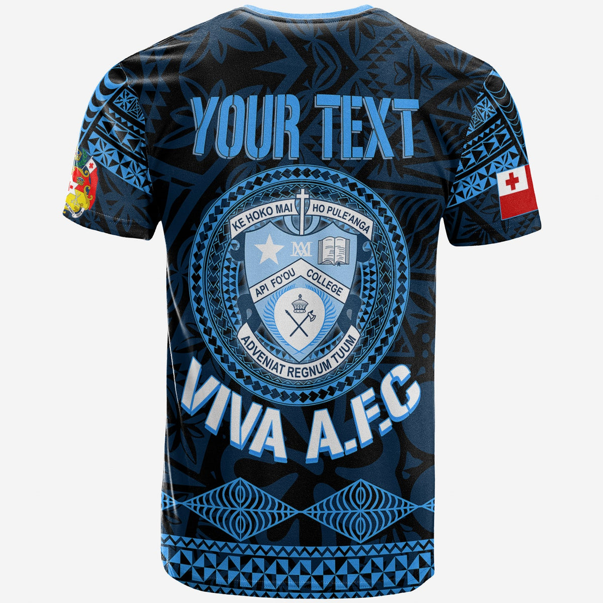 Custom Tonga Apifoou College T Shirt Viva AFC Black LT7 - Polynesian Pride