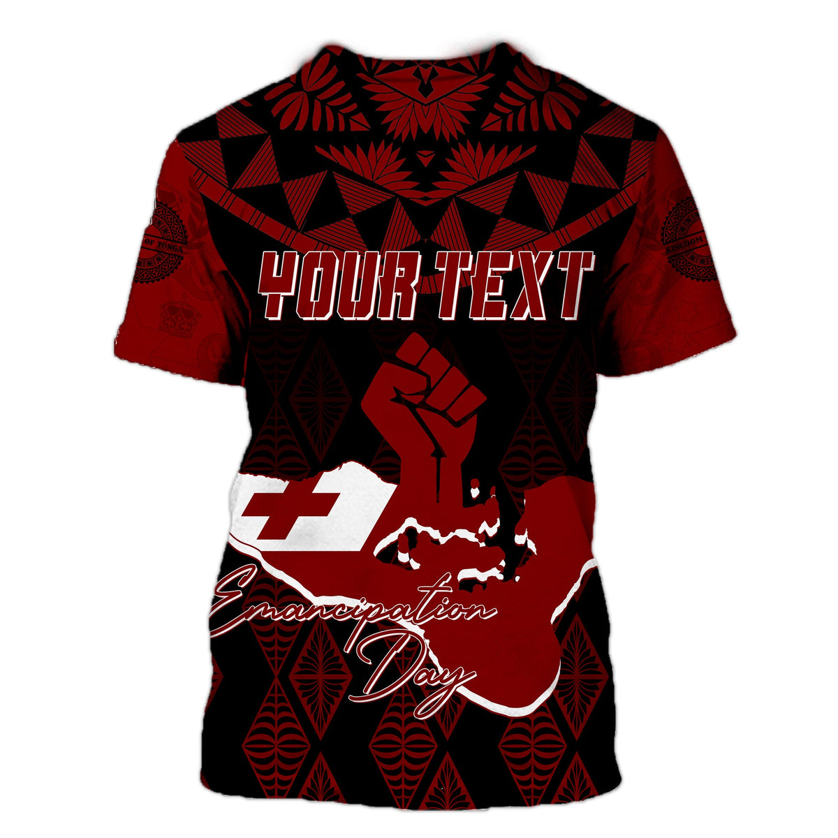 Tonga Custom T Shirt Emancipation Day Lion Style Black LT7 - Polynesian Pride