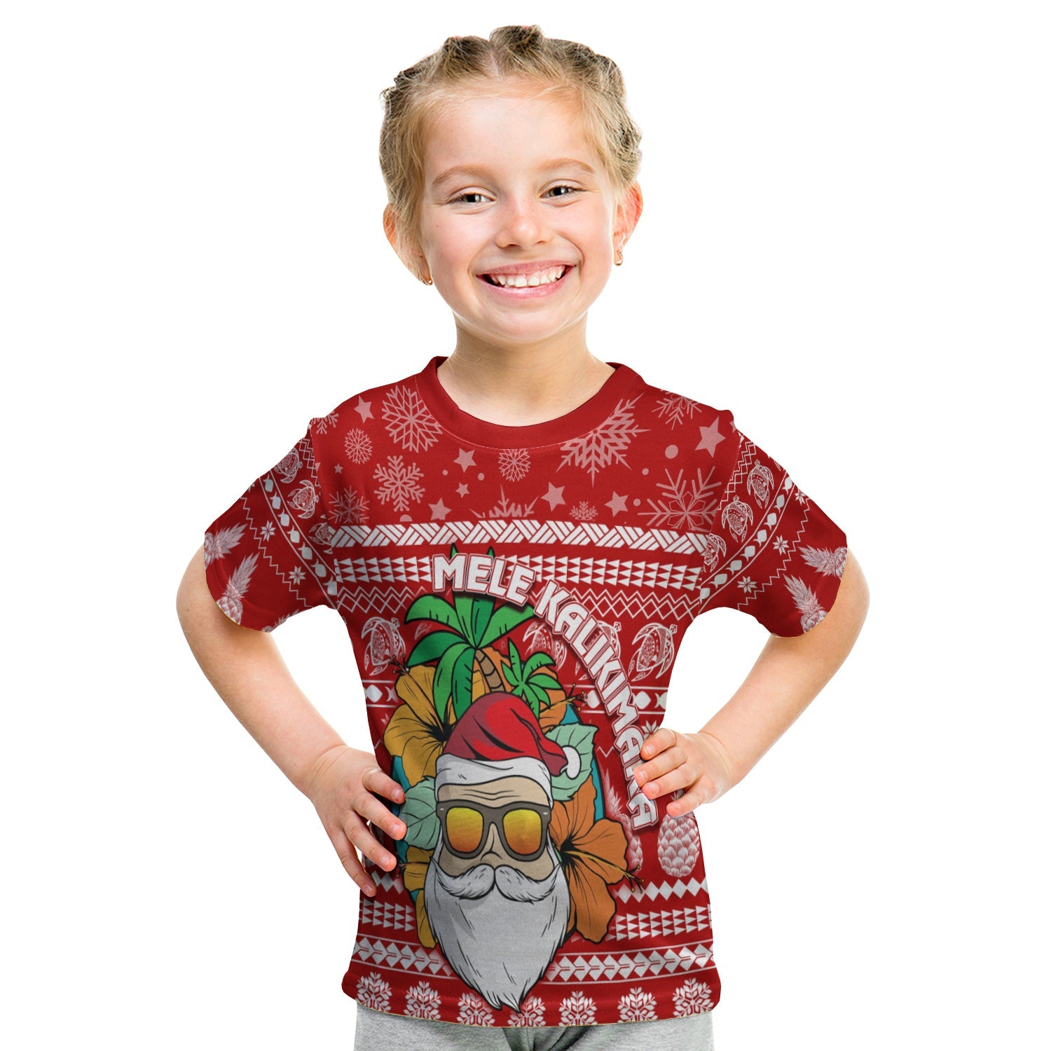 Hawaii Christmas T Shirt KID Mele Kalikimaka - Tropical Santa LT7 - Polynesian Pride
