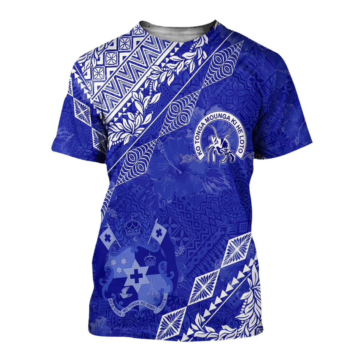 Queen Salote College Tonga T Shirt Kupesi Style Ver01 LT7 Blue - Polynesian Pride