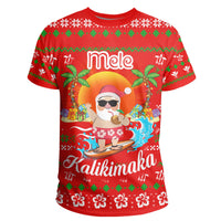 Hawaiian Santa Claus Mele Kalikimaka T Shirt Red Aviv Style AH - Polynesian Pride