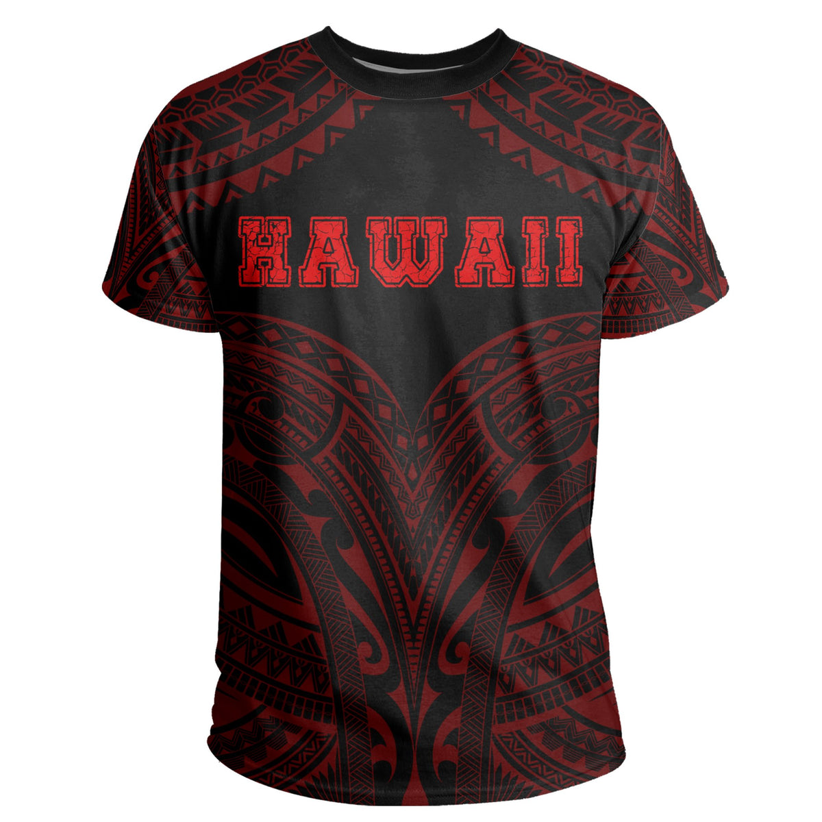 Hawaiian Kanaka Map Polynesian T Shirt Red Brad Style - Polynesian Pride