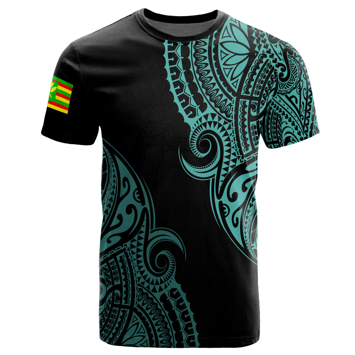 Personalized Hawaii Kanaka Map Polynesian Warrior Ikaika Unisex T Shirt William Style Turquoise - Polynesian Pride