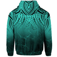 Hawaii Polynesian Kanaka Map Eruption Hoodie Zip Roman Style Turquoise - Polynesian Pride