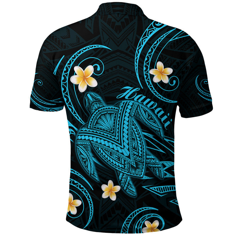 Hawaii Polo Shirt Hawaiian Turtle Plumeria Mixed Polynesian Turquoise Style LT9 - Polynesian Pride