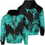 Hawaii Polynesian Hoodie Zip Warrior Ikaika Benjamin Style Turquoise Unisex Black - Polynesian Pride