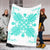 Hawaiian Quilt Maui Plant And Hibiscus Premium Blanket - Turquoise White - AH - Polynesian Pride