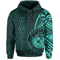 Hawaii Polynesian Hoodie Turquoise Emboss Style - Polynesian Pride