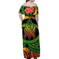 Polynesian Turtle Matching Dress and Hawaiian Shirt Circle Turtle Hibiscus Reggae LT9 - Polynesian Pride