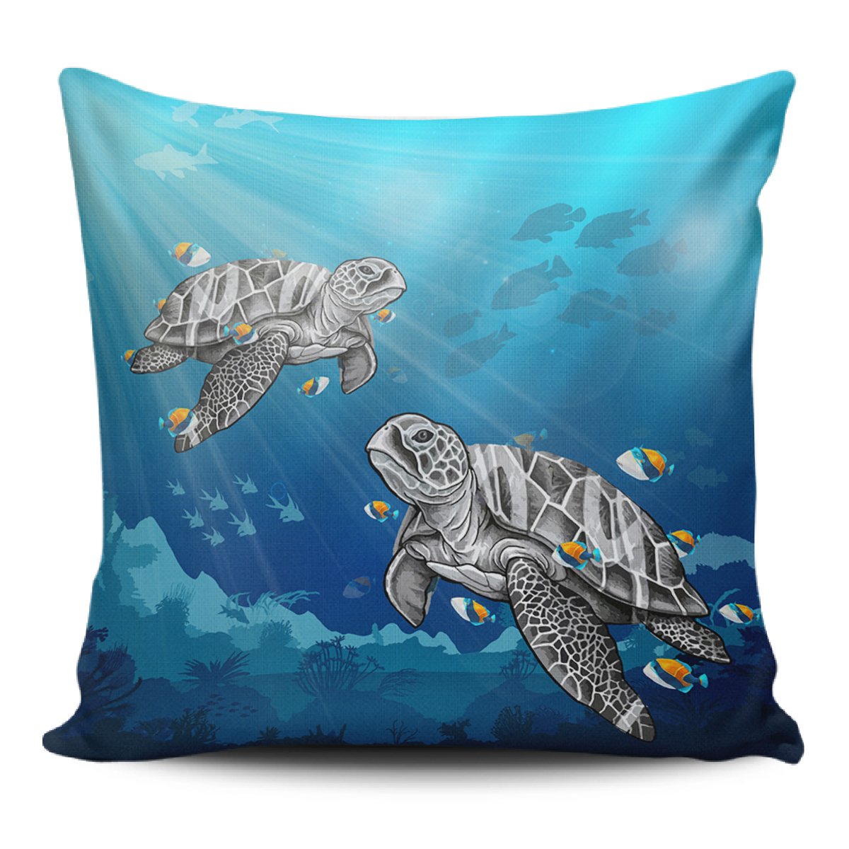 Turtle And Humuhumunukunukuapua'a Pillow Covers One Size Zippered Pillow Case 18"x18"(Twin Sides) Black - Polynesian Pride