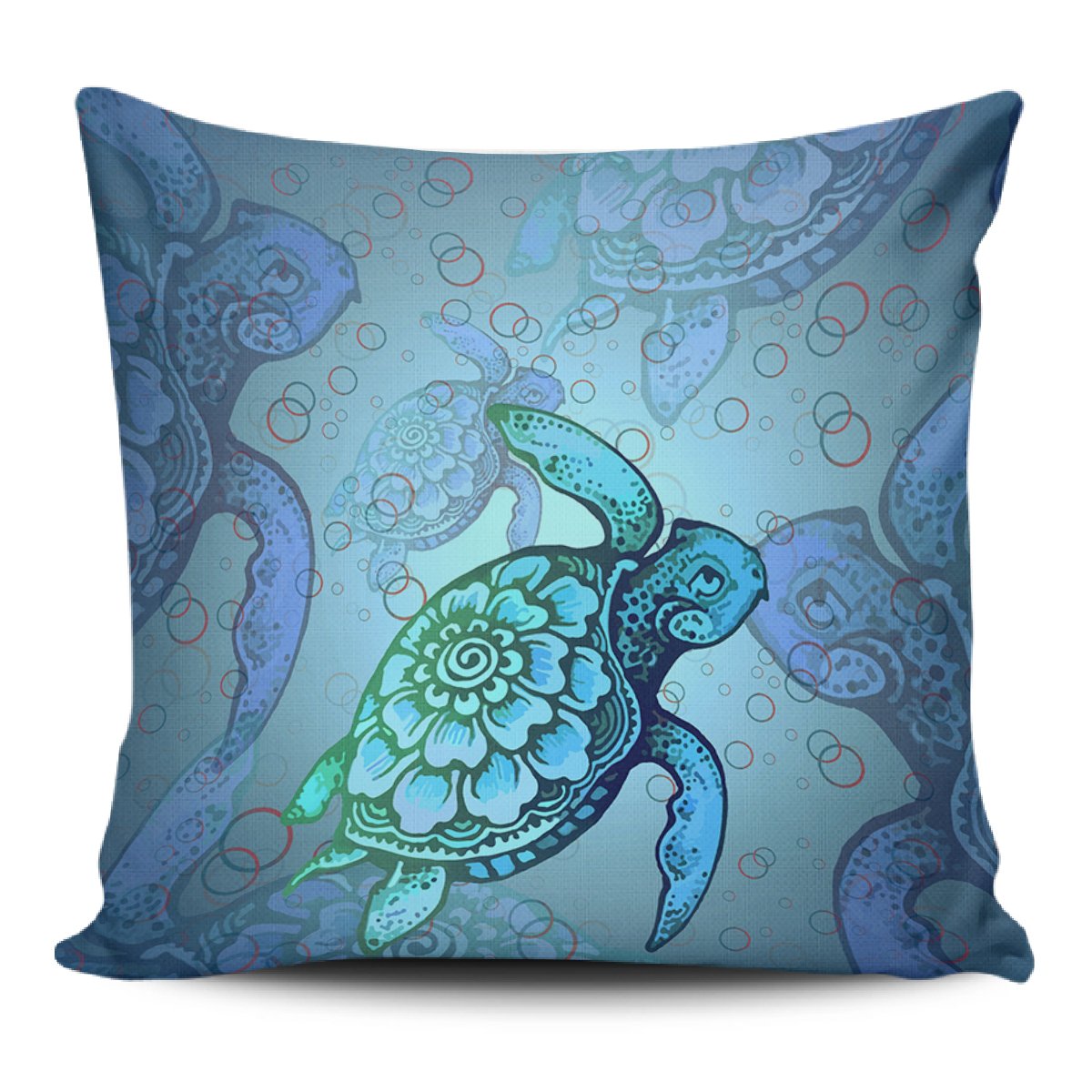 Turtle Beauty Pillow Covers One Size Zippered Pillow Case 18"x18"(Twin Sides) Black - Polynesian Pride
