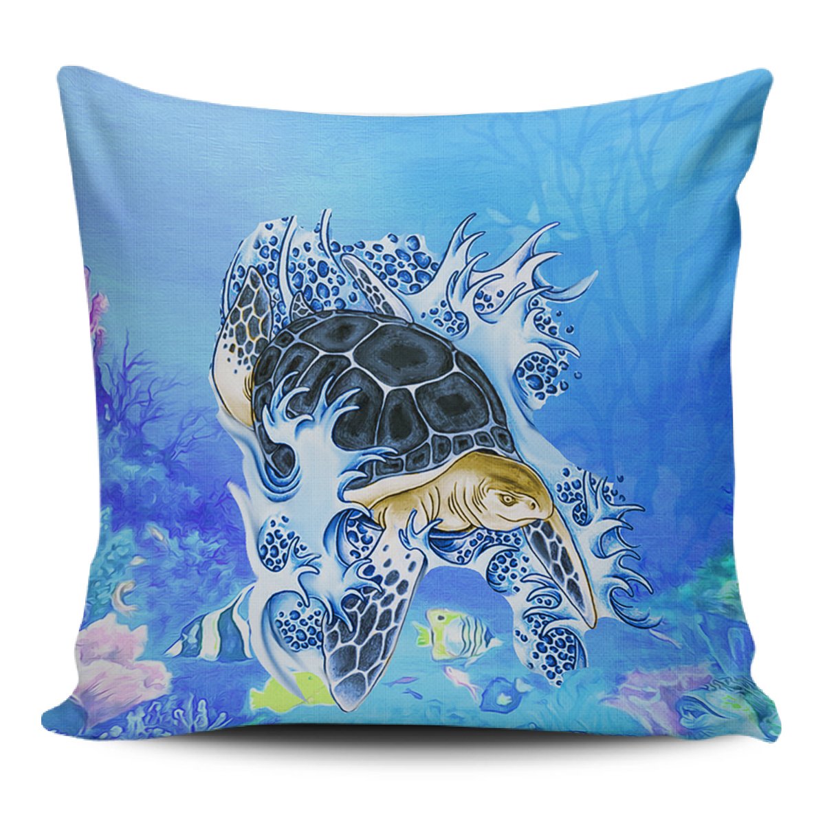 Turtle Cool Pillow Covers One Size Zippered Pillow Case 18"x18"(Twin Sides) Black - Polynesian Pride