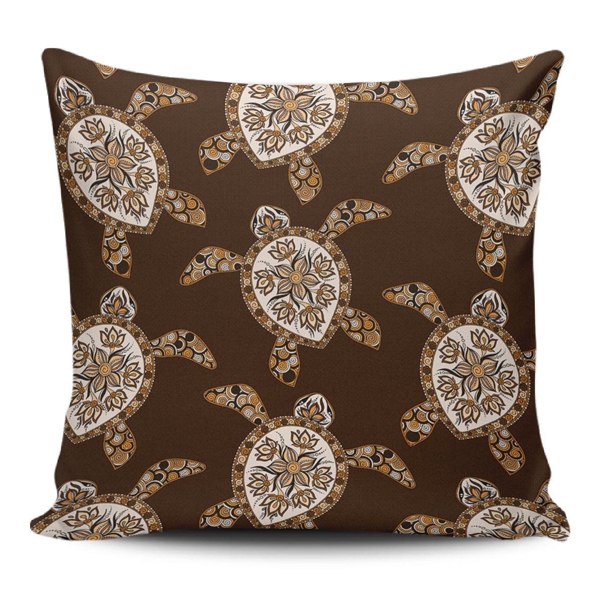 Turtle Plumeria Grown Pillow Covers One Size Zippered Pillow Case 18"x18"(Twin Sides) Black - Polynesian Pride