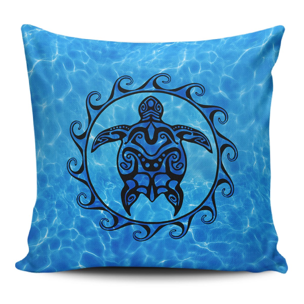 Turtle Polynesia Sea Pillow Covers One Size Zippered Pillow Case 18"x18"(Twin Sides) Black - Polynesian Pride