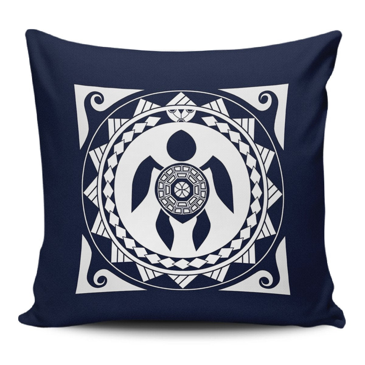 Turtle Polynesian Circle Pillow Covers One Size Zippered Pillow Case 18"x18"(Twin Sides) Black - Polynesian Pride