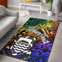 Tuvalu Custom Personalised Area Rug - Rainbow Polynesian Pattern Rug Rainbow - Polynesian Pride