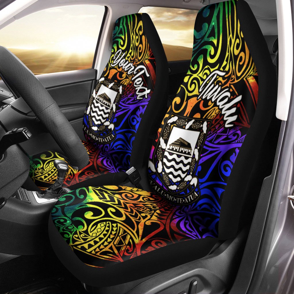 Tuvalu Custom Personalised Car Seat Covers - Rainbow Polynesian Pattern Universal Fit Rainbow - Polynesian Pride