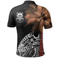 Tuvalu Polo Shirt Polynesian Palm Tree Black - Polynesian Pride