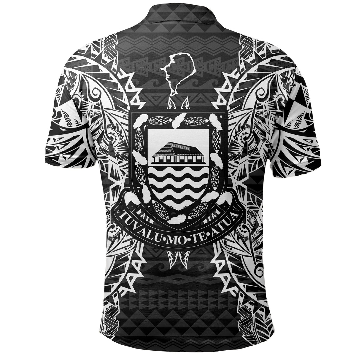 Tuvalu Polo Shirt Tuvalu Coat Of Arms Map Polynesian Tattoo Black - Polynesian Pride