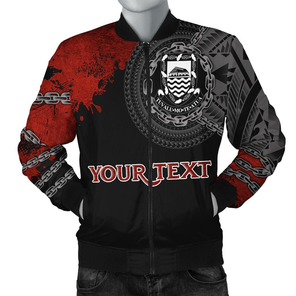 Tuvalu Polynesian Personalised Men's Bomber Jacket - Polynesian Chain Style Black - Polynesian Pride