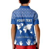 Custom Federated States of Micronesia United Nations Day Polo Shirt Blue Simple World Map Version LT9 - Polynesian Pride