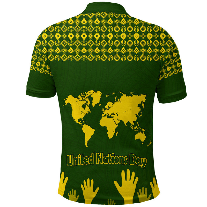 Federated States of Micronesia United Nations Day Polo Shirt Green Simple World Map Version LT9 - Polynesian Pride